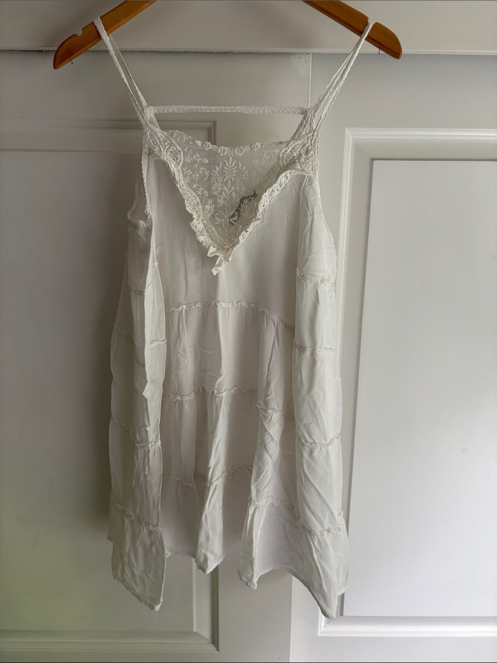Maddy K White Lace-Trim Mini Slip Dress
